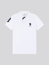 Mens Player 3 Polo Shirt White / Dark Sapphire Navy DHM