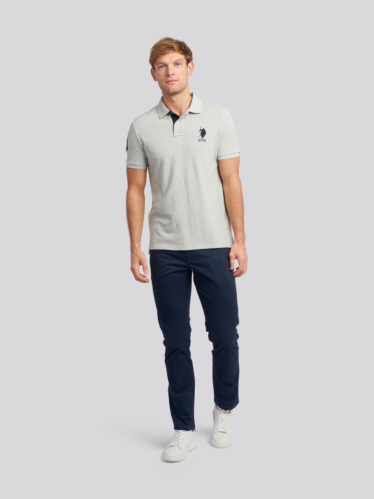 Mens Player 3 Polo Shirt Mid Grey Marl