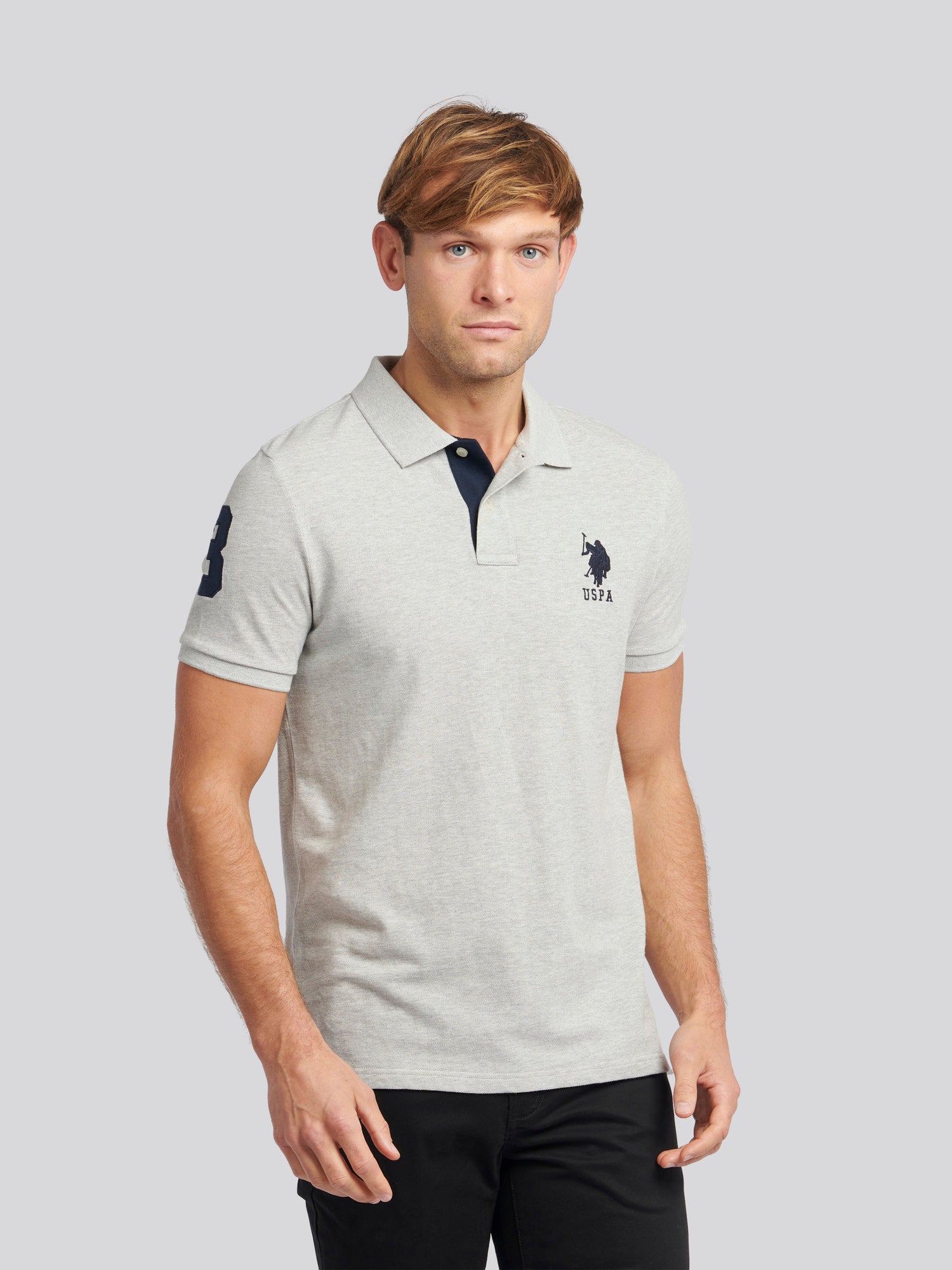 Mens Player 3 Polo Shirt Mid Grey Marl