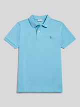 Mens Texture Terry Polo Shirt Air Blue