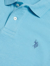 Mens Texture Terry Polo Shirt Air Blue
