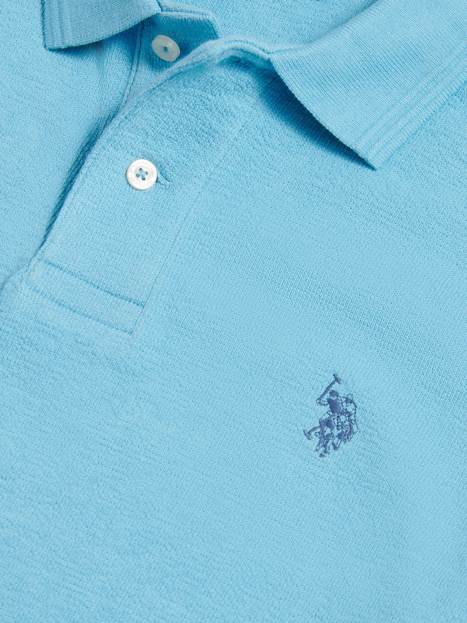 Mens Texture Terry Polo Shirt Air Blue