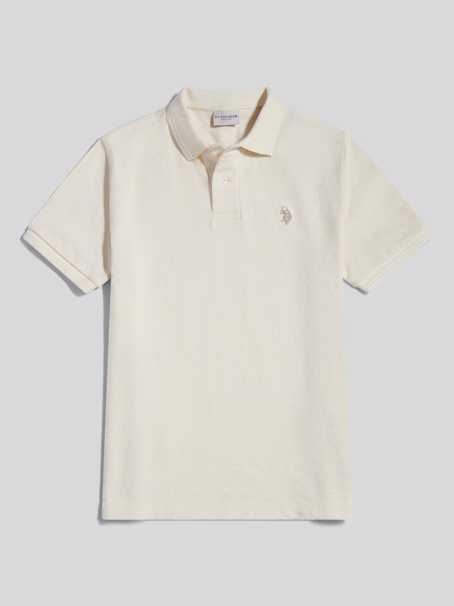 Mens Texture Terry Polo Shirt Whisper White