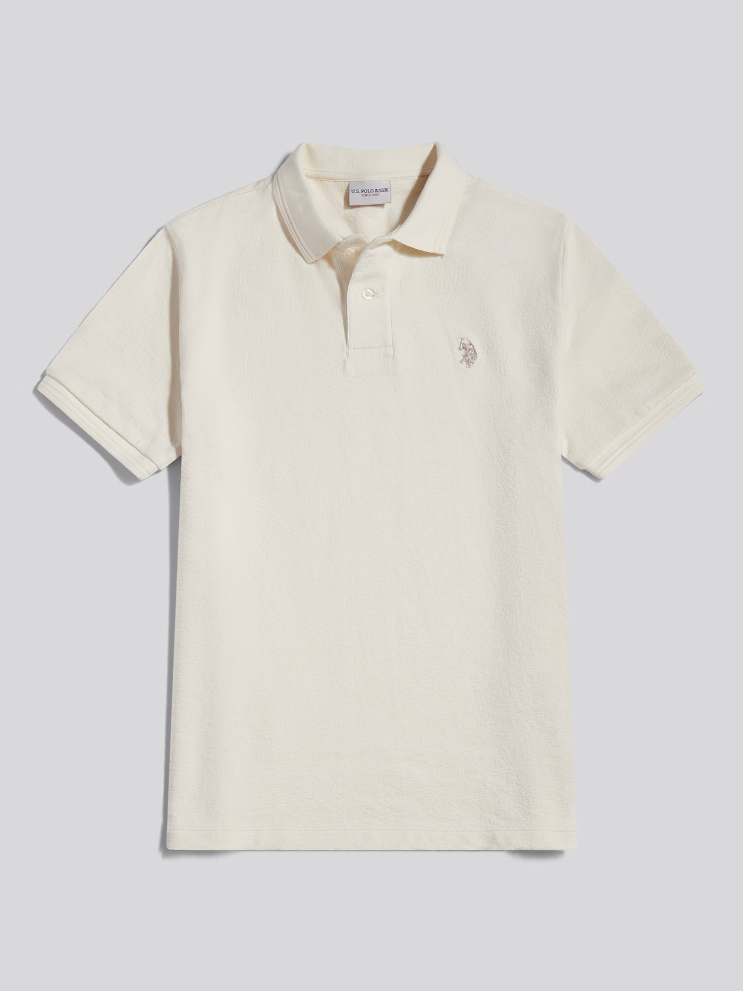 Mens Texture Terry Polo Shirt Whisper White