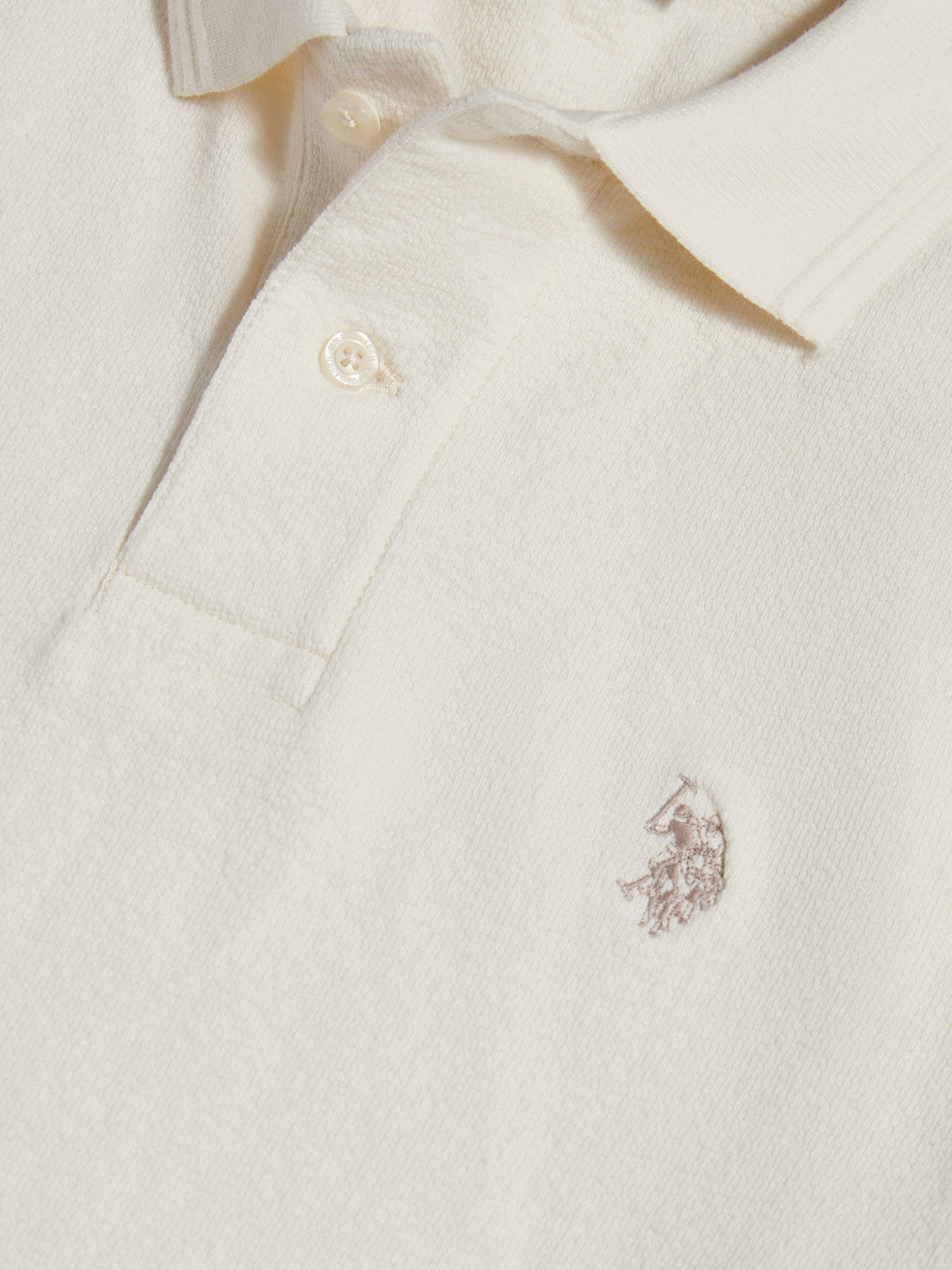 Mens Texture Terry Polo Shirt Whisper White