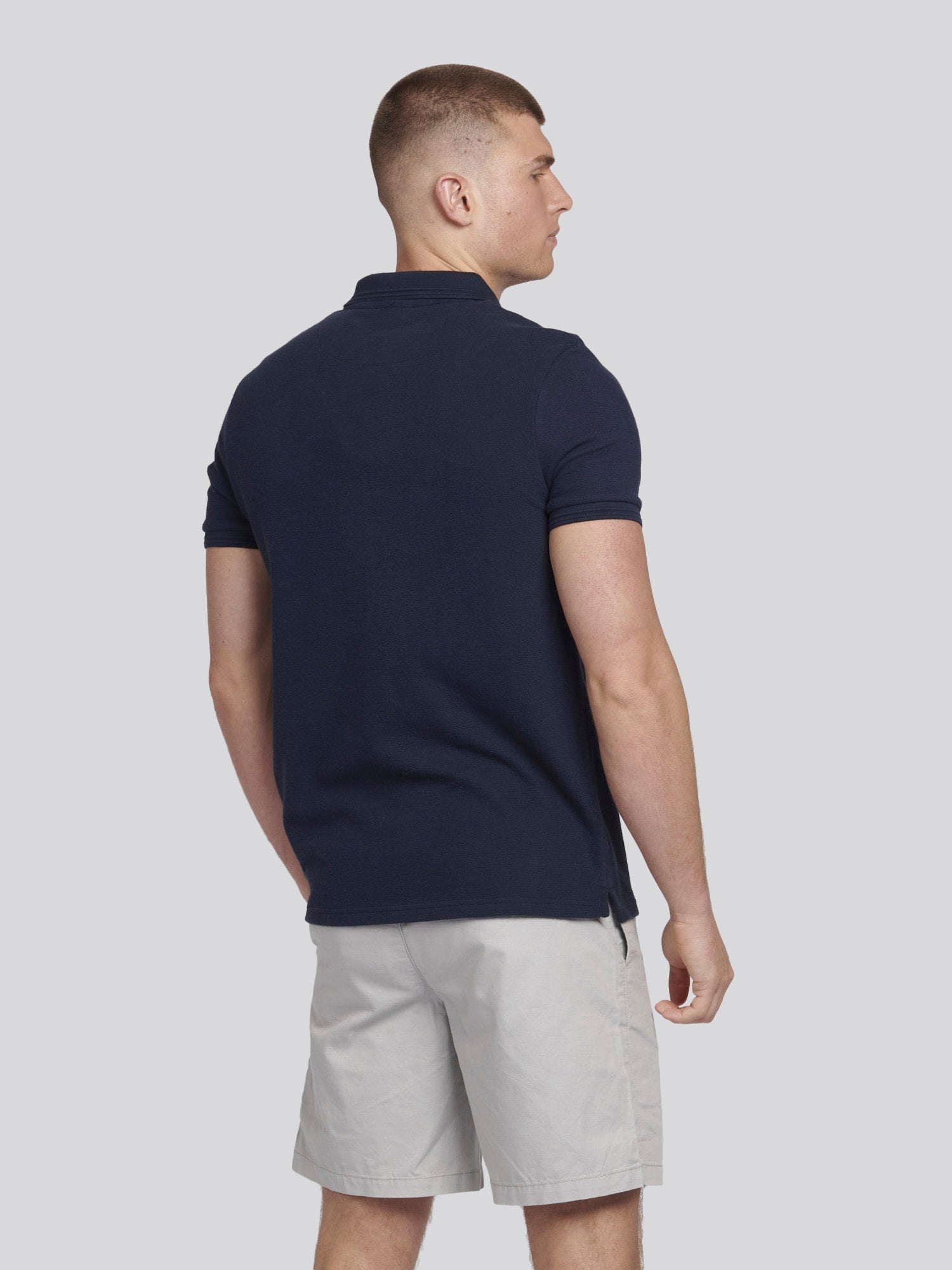 Mens Texture Terry Polo Shirt Dark Sapphire Navy / Moonlight Blue DHM