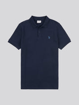 Mens Texture Terry Polo Shirt Dark Sapphire Navy / Moonlight Blue DHM