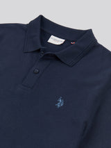 Mens Texture Terry Polo Shirt Dark Sapphire Navy / Moonlight Blue DHM