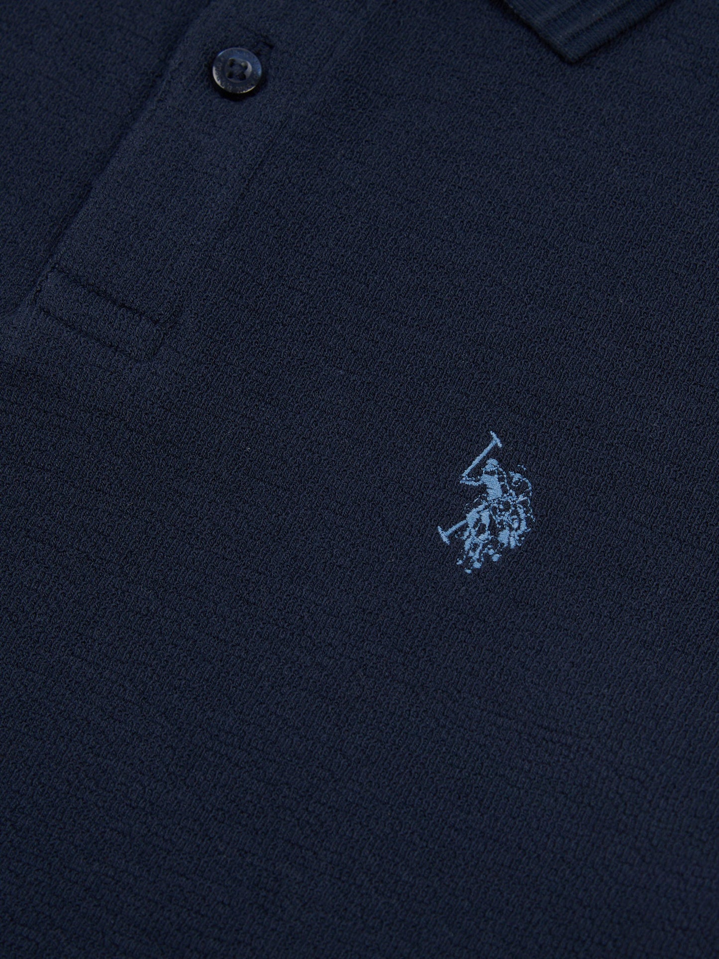 Mens Texture Terry Polo Shirt Dark Sapphire Navy / Moonlight Blue DHM