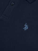 Mens Texture Terry Polo Shirt Dark Sapphire Navy / Moonlight Blue DHM