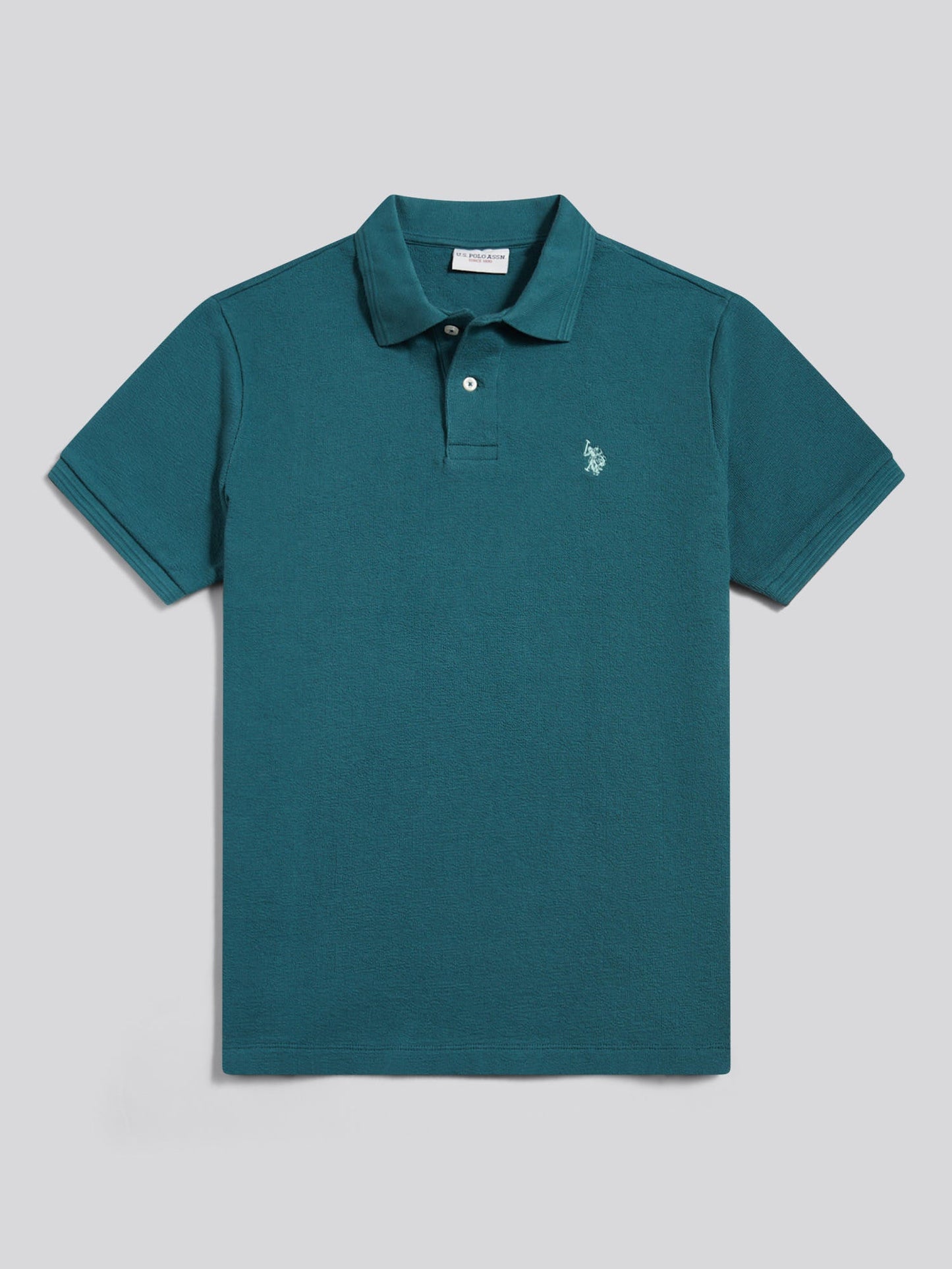 Mens Texture Terry Polo Shirt Mediterranea