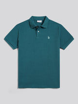 Mens Texture Terry Polo Shirt Mediterranea