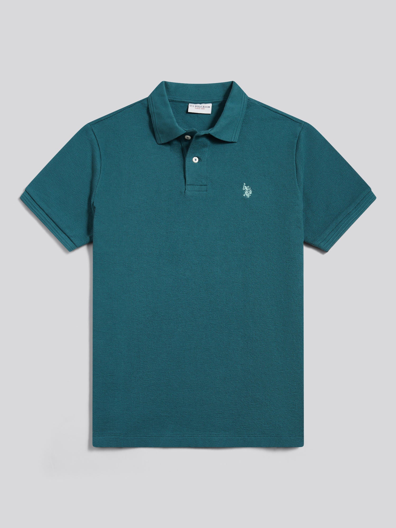 Mens Texture Terry Polo Shirt Mediterranea