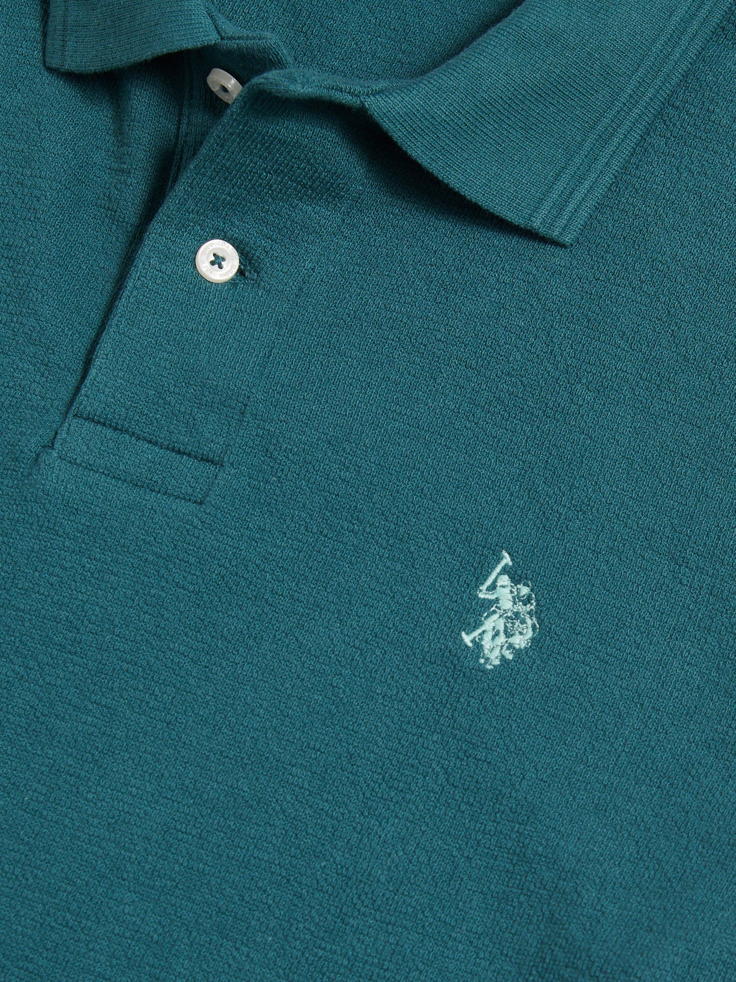 Mens Texture Terry Polo Shirt Mediterranea