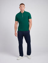 Mens Double Horsemen Texture Polo Shirt in Rain Forest