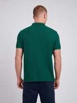Mens Double Horsemen Texture Polo Shirt in Rain Forest