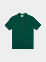 Mens Double Horsemen Texture Polo Shirt in Rain Forest