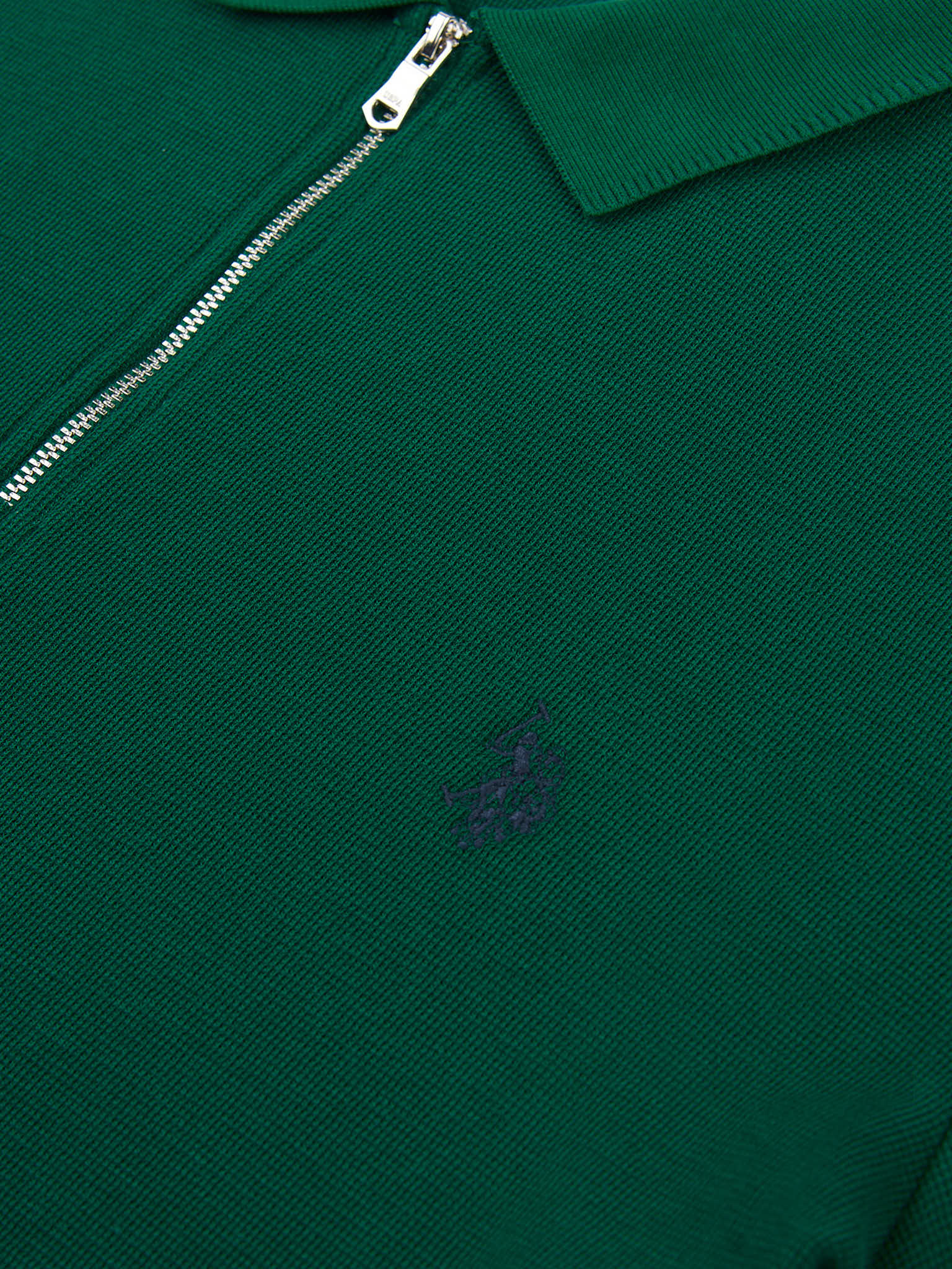 Mens Double Horsemen Texture Polo Shirt in Rain Forest