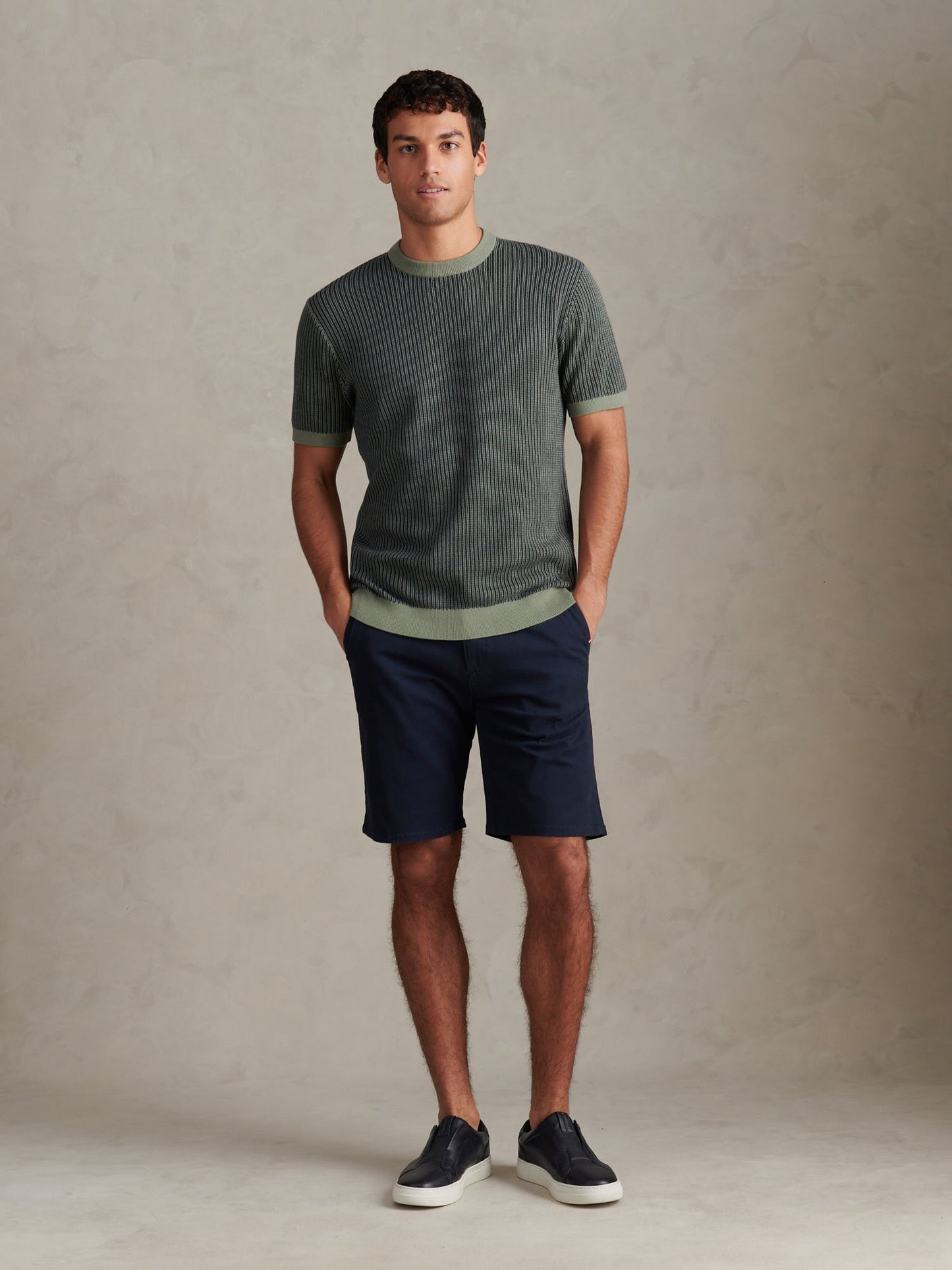 Mens Classic Chinos Shorts Dark Sapphire Navy / Haute Red DHM