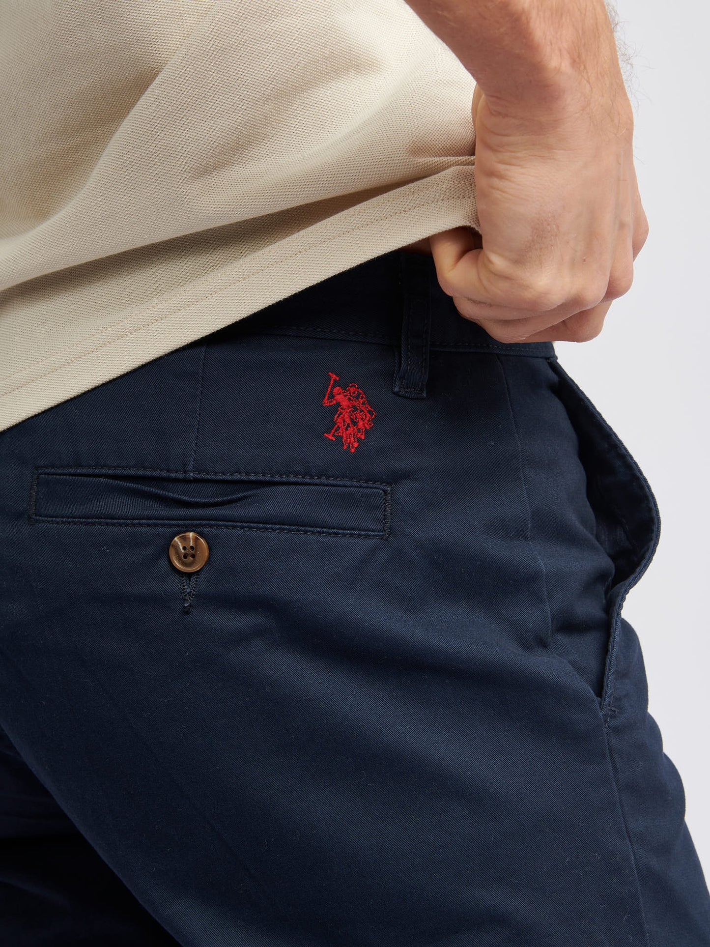 Mens Classic Chinos Shorts Dark Sapphire Navy / Haute Red DHM