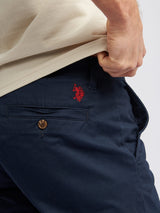 Mens Classic Chinos Shorts Dark Sapphire Navy / Haute Red DHM