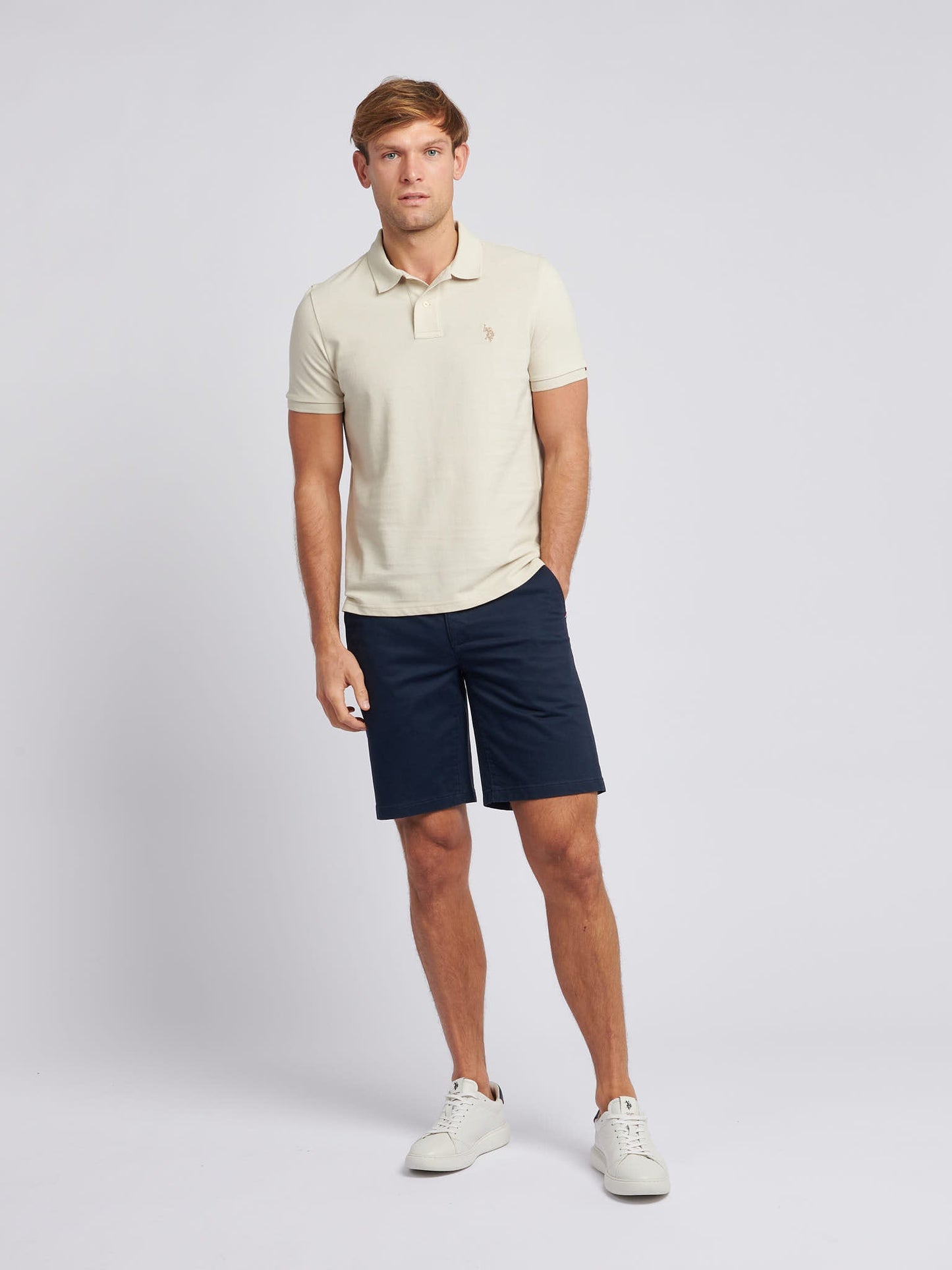 Mens Classic Chinos Shorts Dark Sapphire Navy / Haute Red DHM