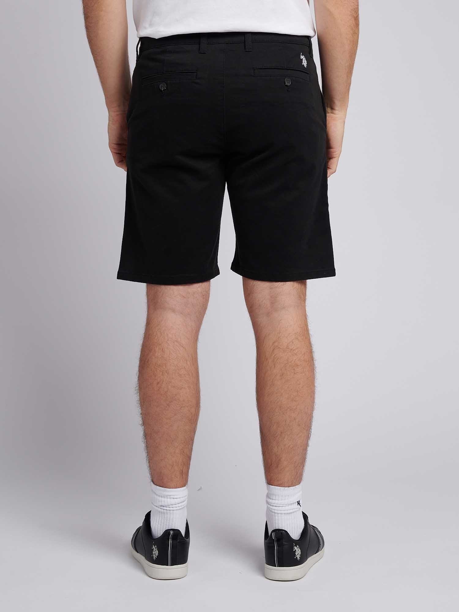 Mens Classic Chinos Shorts Black Bright White DHM