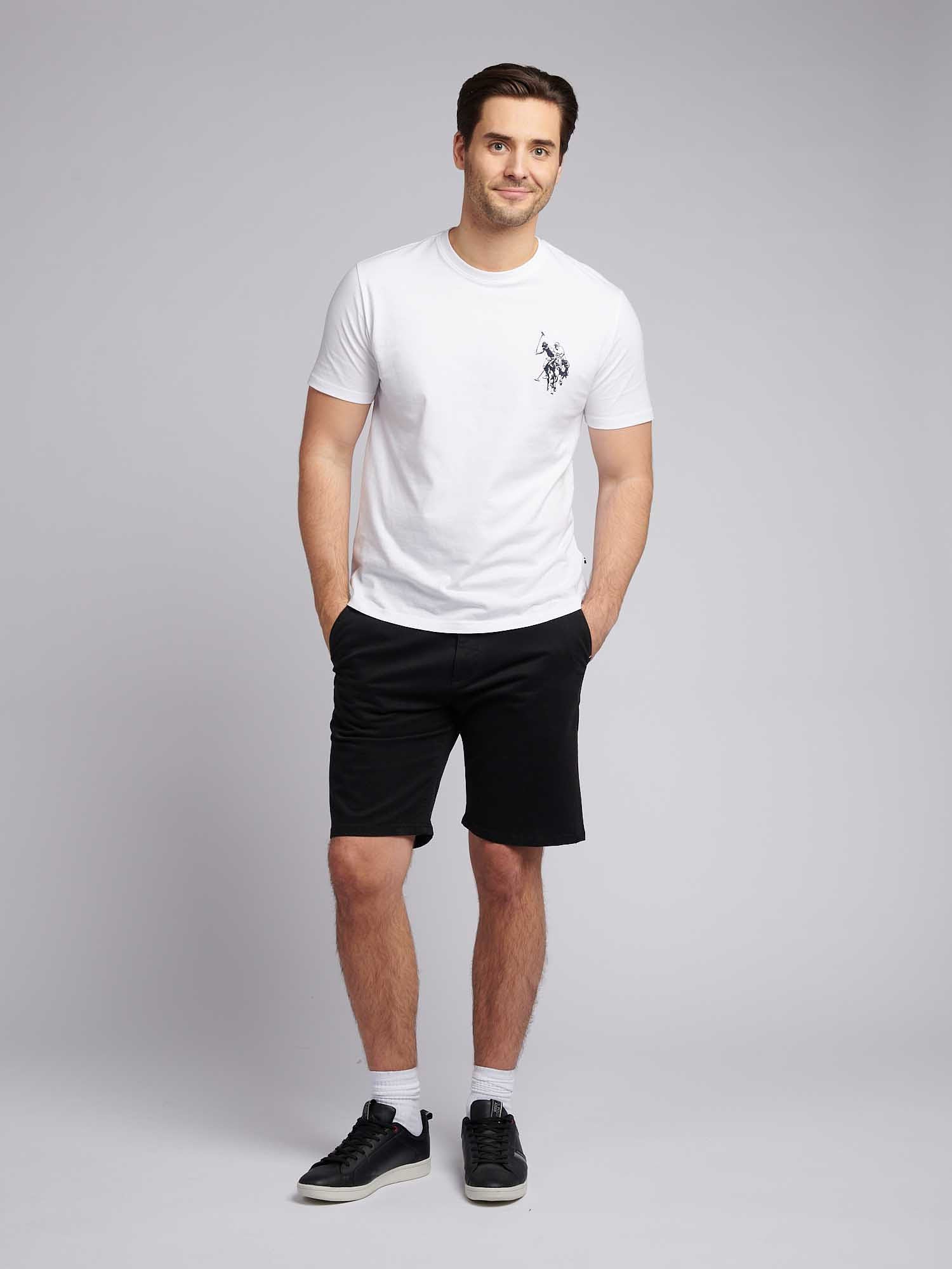 Mens Classic Chinos Shorts Black Bright White DHM