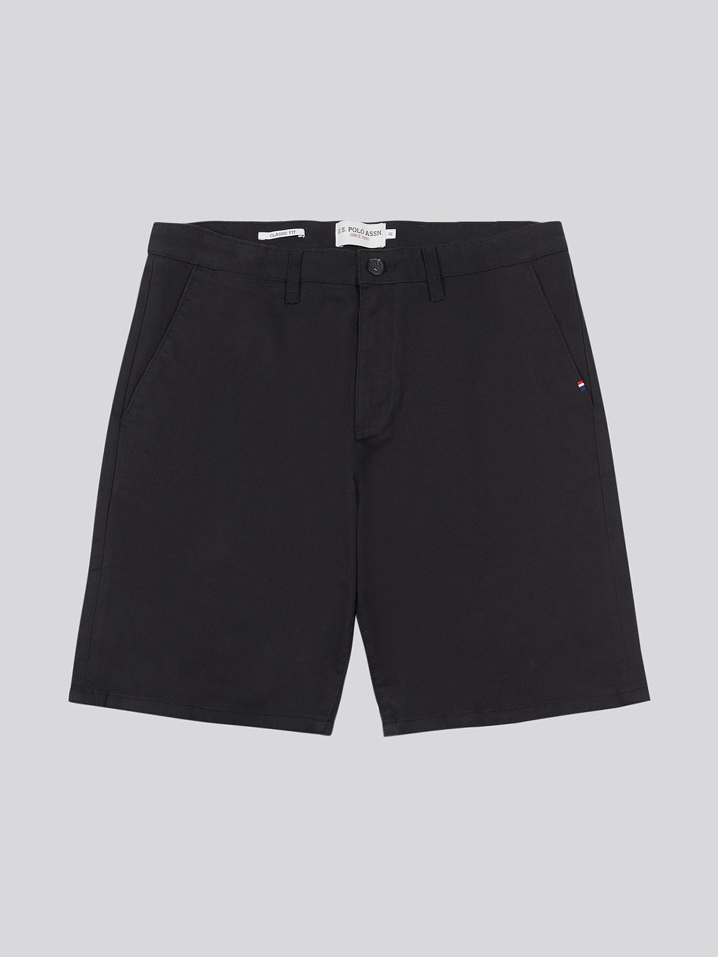 Mens Classic Chinos Shorts Black Bright White DHM