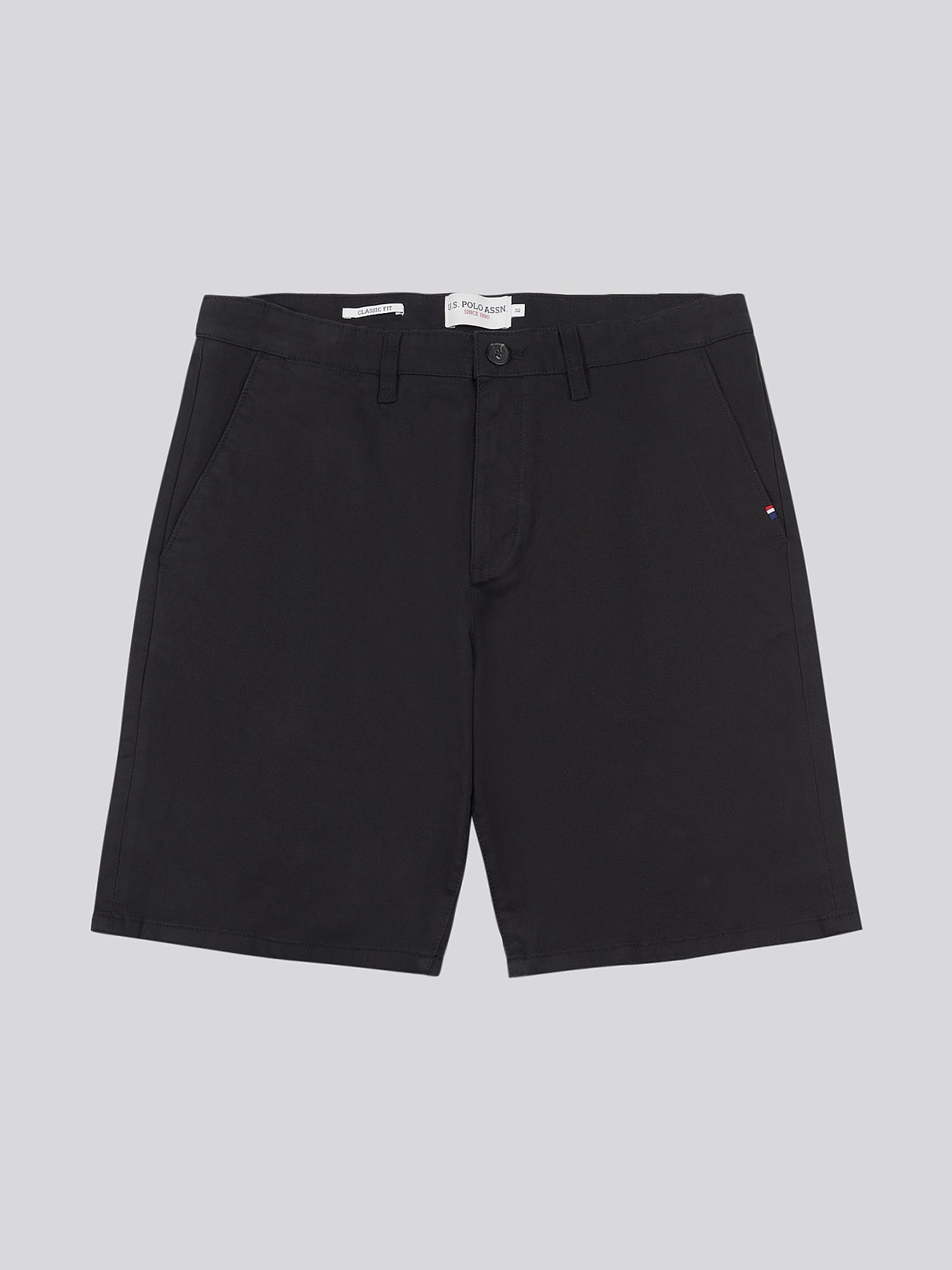 Mens Classic Chinos Shorts Black Bright White DHM