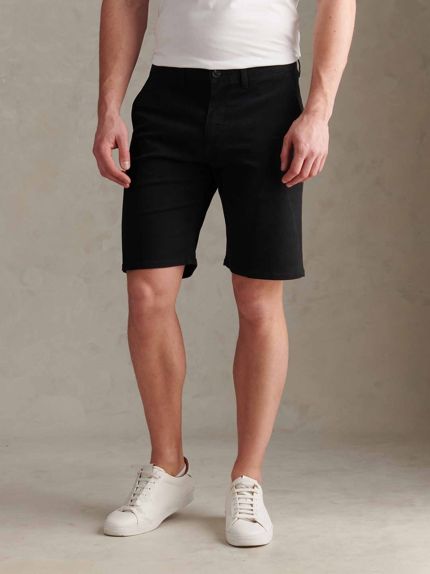 Mens Classic Chinos Shorts Black Bright White DHM
