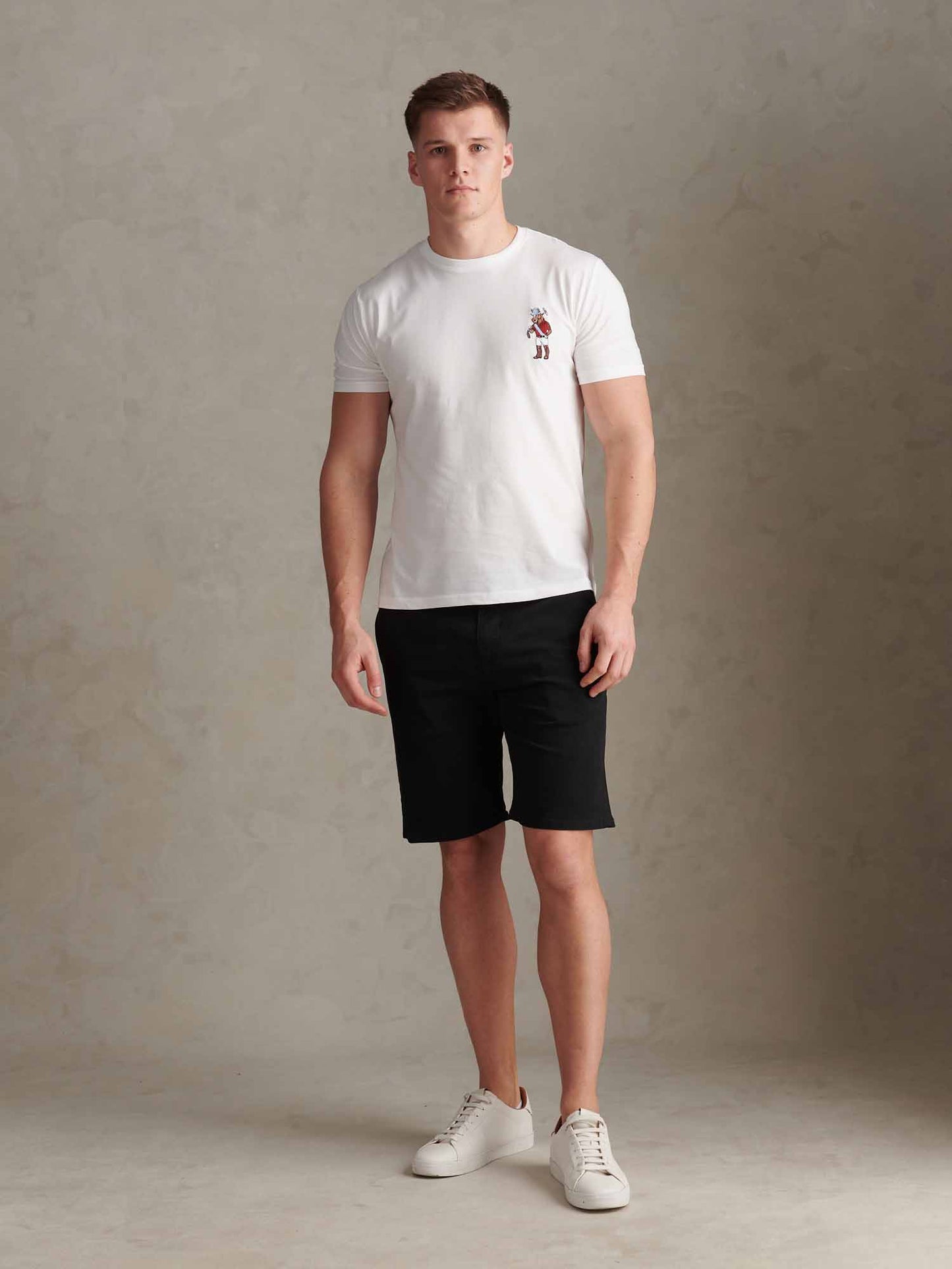 Mens Classic Chinos Shorts Black Bright White DHM