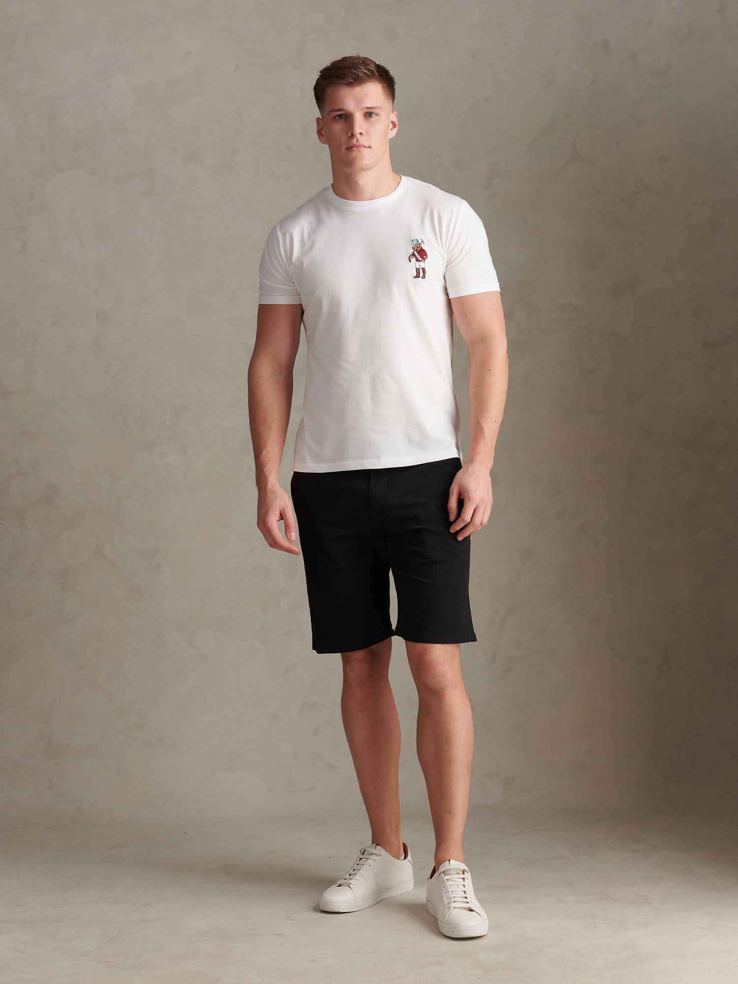 Mens Classic Chinos Shorts Black Bright White DHM