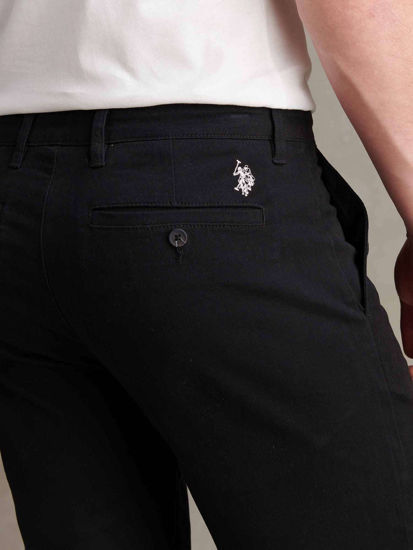 Mens Classic Chinos Shorts Black Bright White DHM