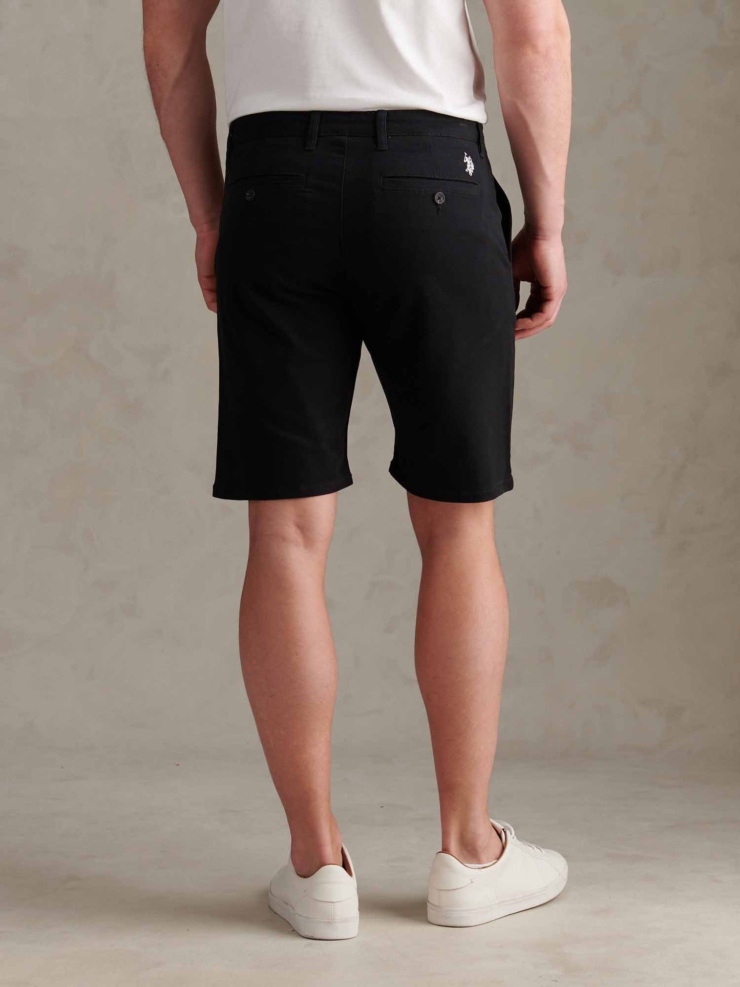 Mens Classic Chinos Shorts Black Bright White DHM