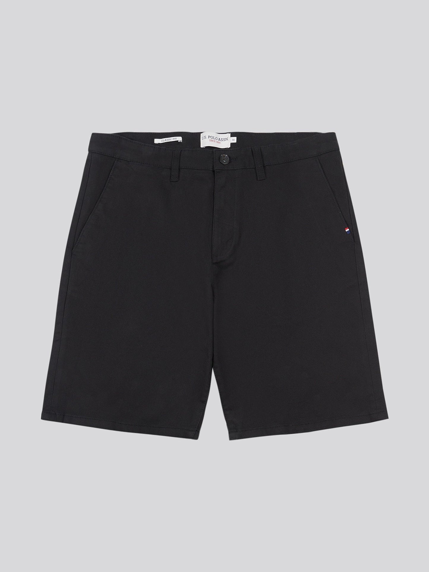 Mens Classic Chinos Shorts Black Bright White DHM