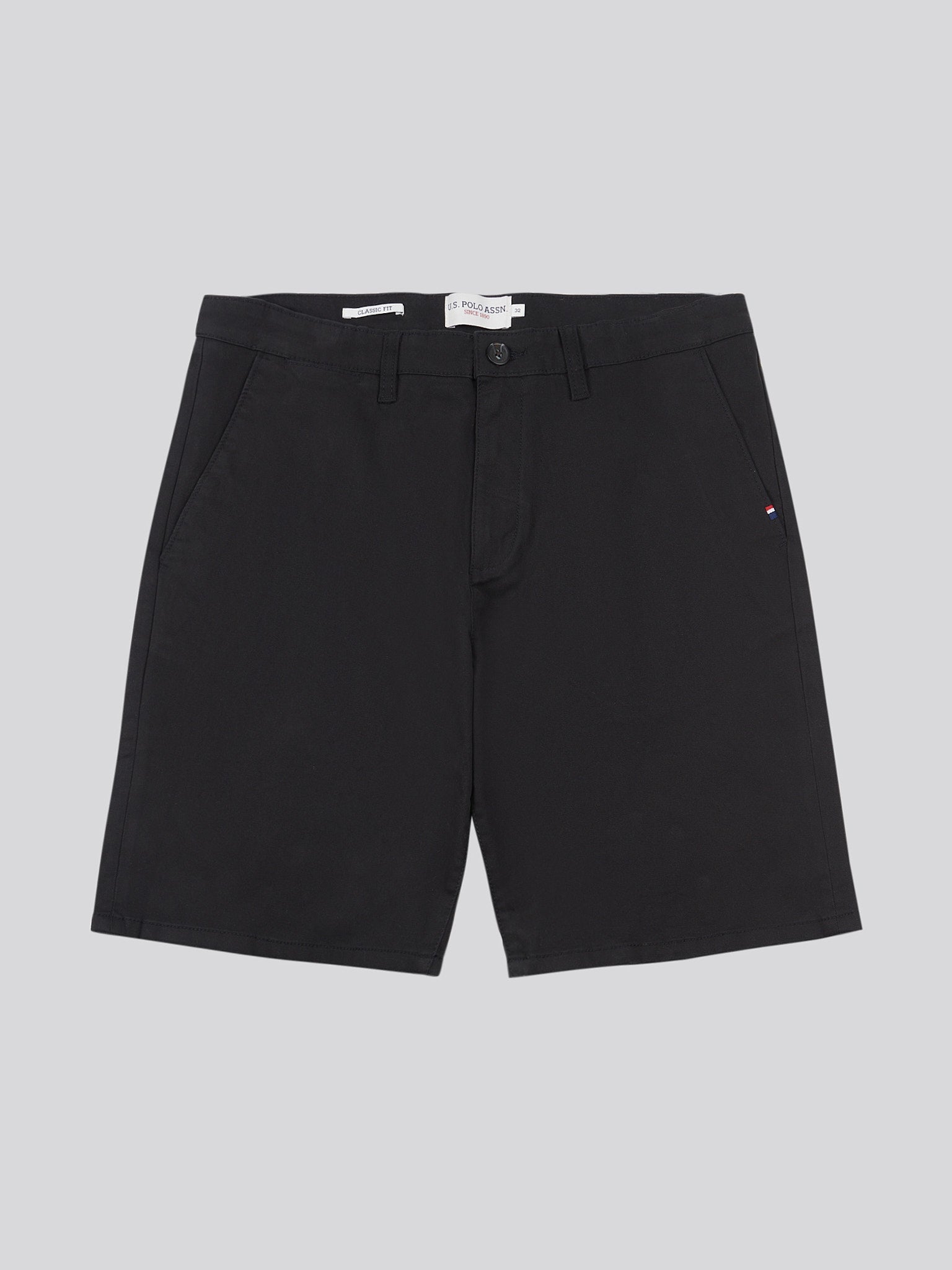 Mens Classic Chinos Shorts Black Bright White DHM