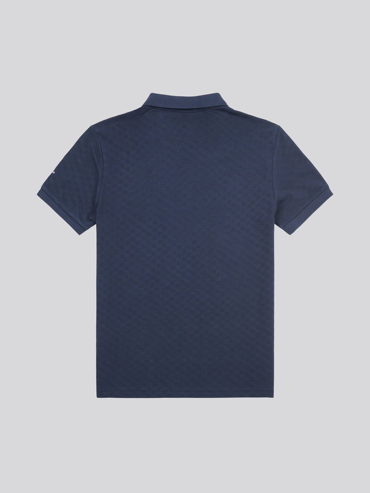 Mens Check Texture Polo Shirt in Dark Sapphire Navy / Haute Red DHM