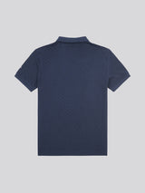 Mens Check Texture Polo Shirt in Dark Sapphire Navy / Haute Red DHM