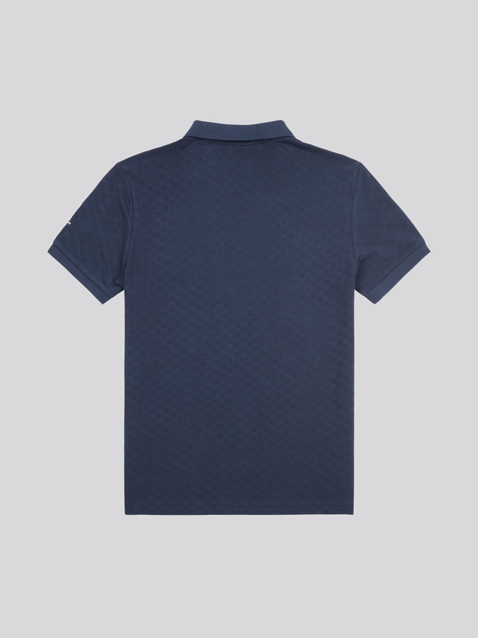 Mens Check Texture Polo Shirt in Dark Sapphire Navy / Haute Red DHM