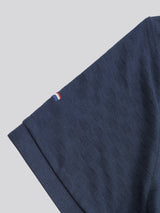 Mens Check Texture Polo Shirt in Dark Sapphire Navy / Haute Red DHM