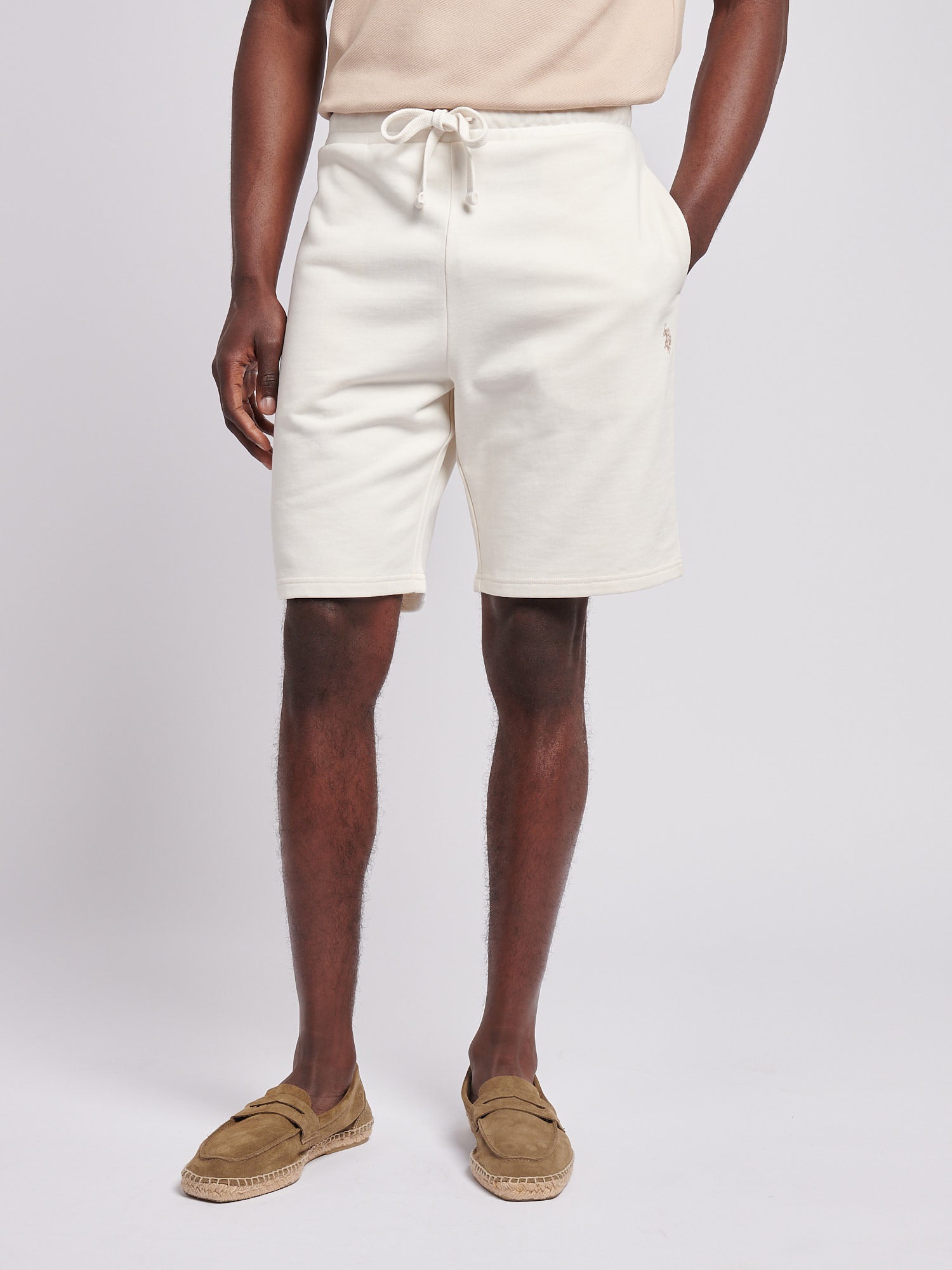 Mens Double Horsemen Sweat Shorts Whisper White