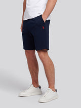 Mens Double Horsemen Sweat Shorts Dark Sapphire Navy / Haute Red DHM