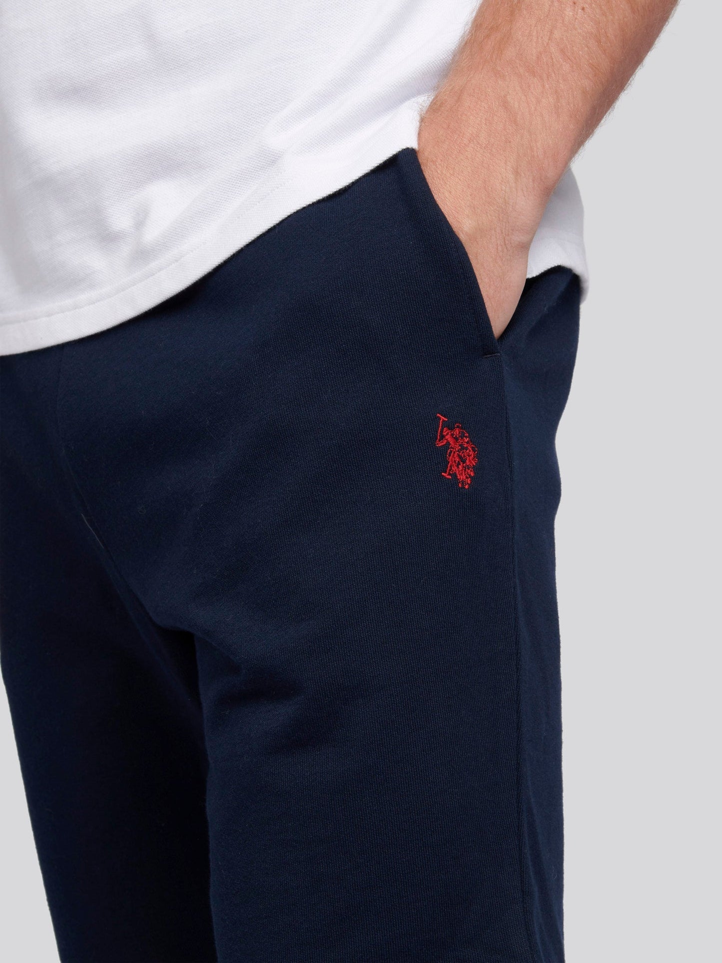 Mens Double Horsemen Sweat Shorts Dark Sapphire Navy / Haute Red DHM
