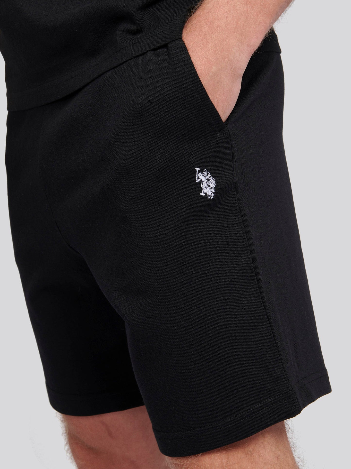 Mens Double Horsemen Sweat Shorts Black Bright White DHM