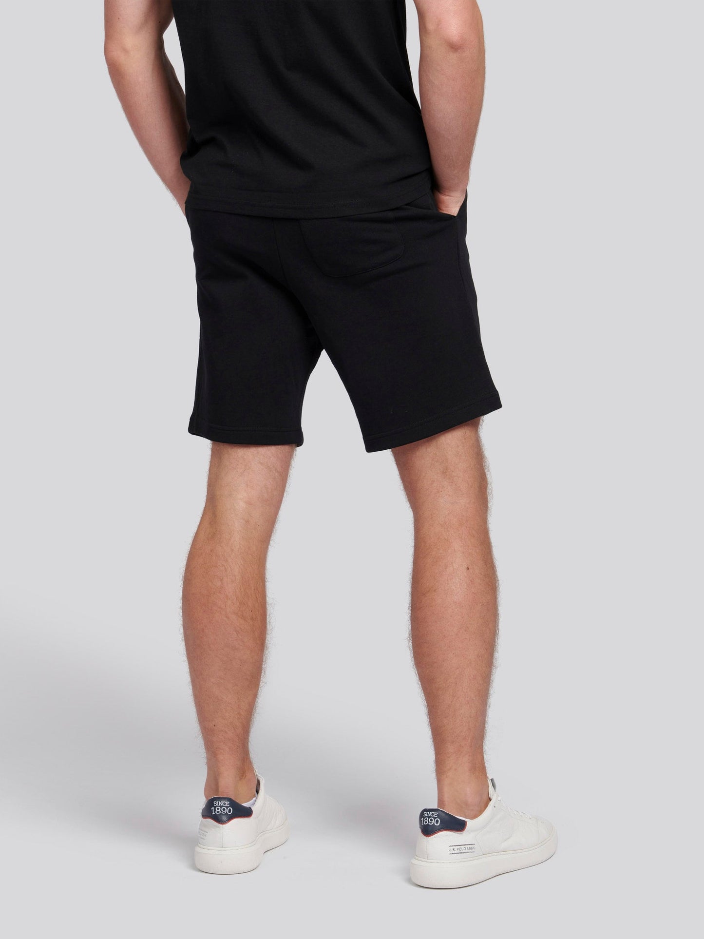 Mens Double Horsemen Sweat Shorts Black Bright White DHM