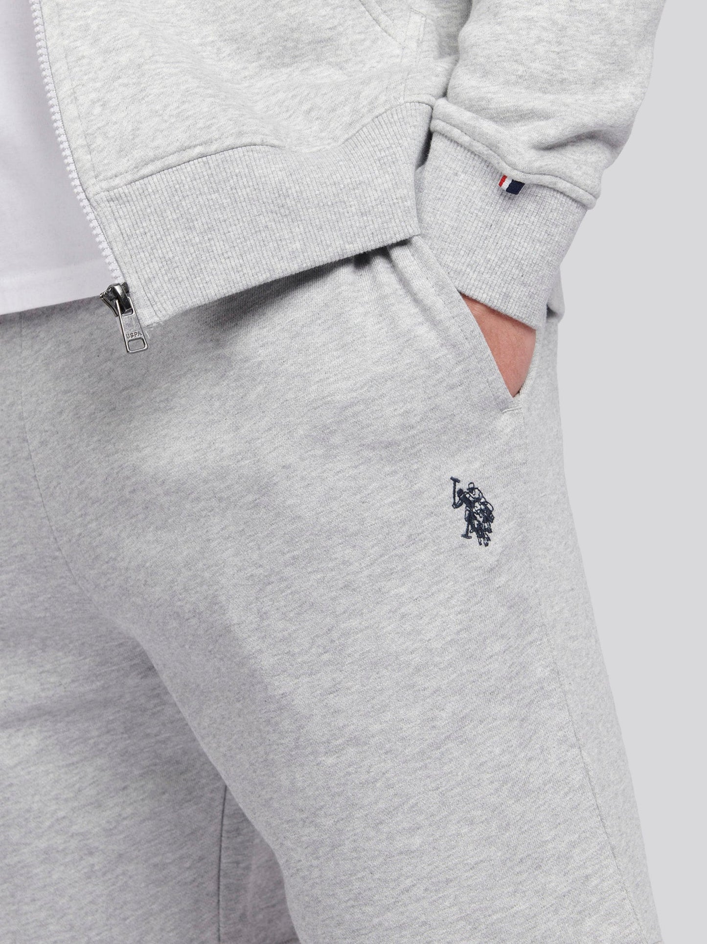 Mens Double Horsemen Sweat Shorts Mid Grey Marl