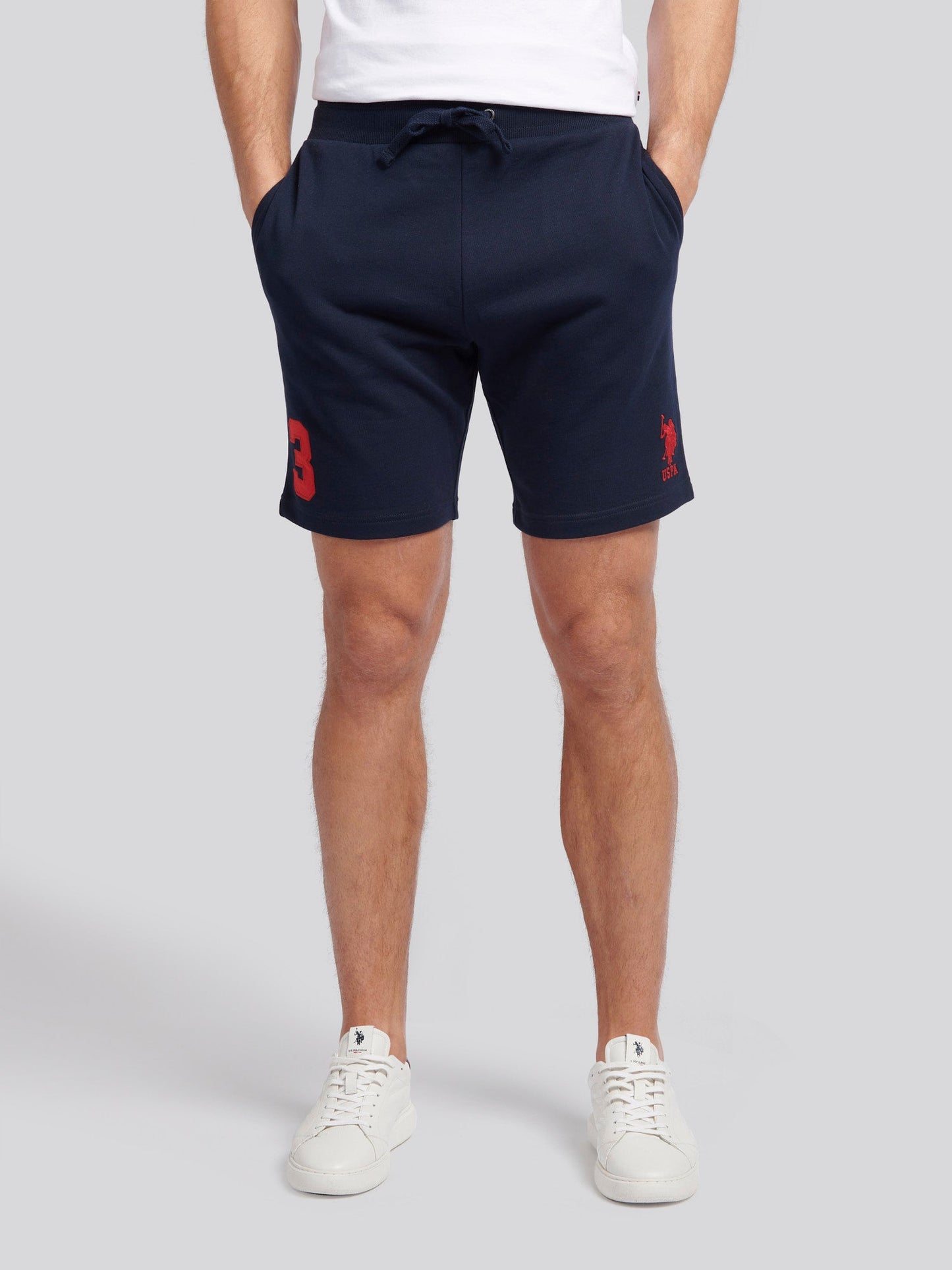 Mens Player 3 Sweat Shorts Dark Sapphire Navy / Haute Red DHM