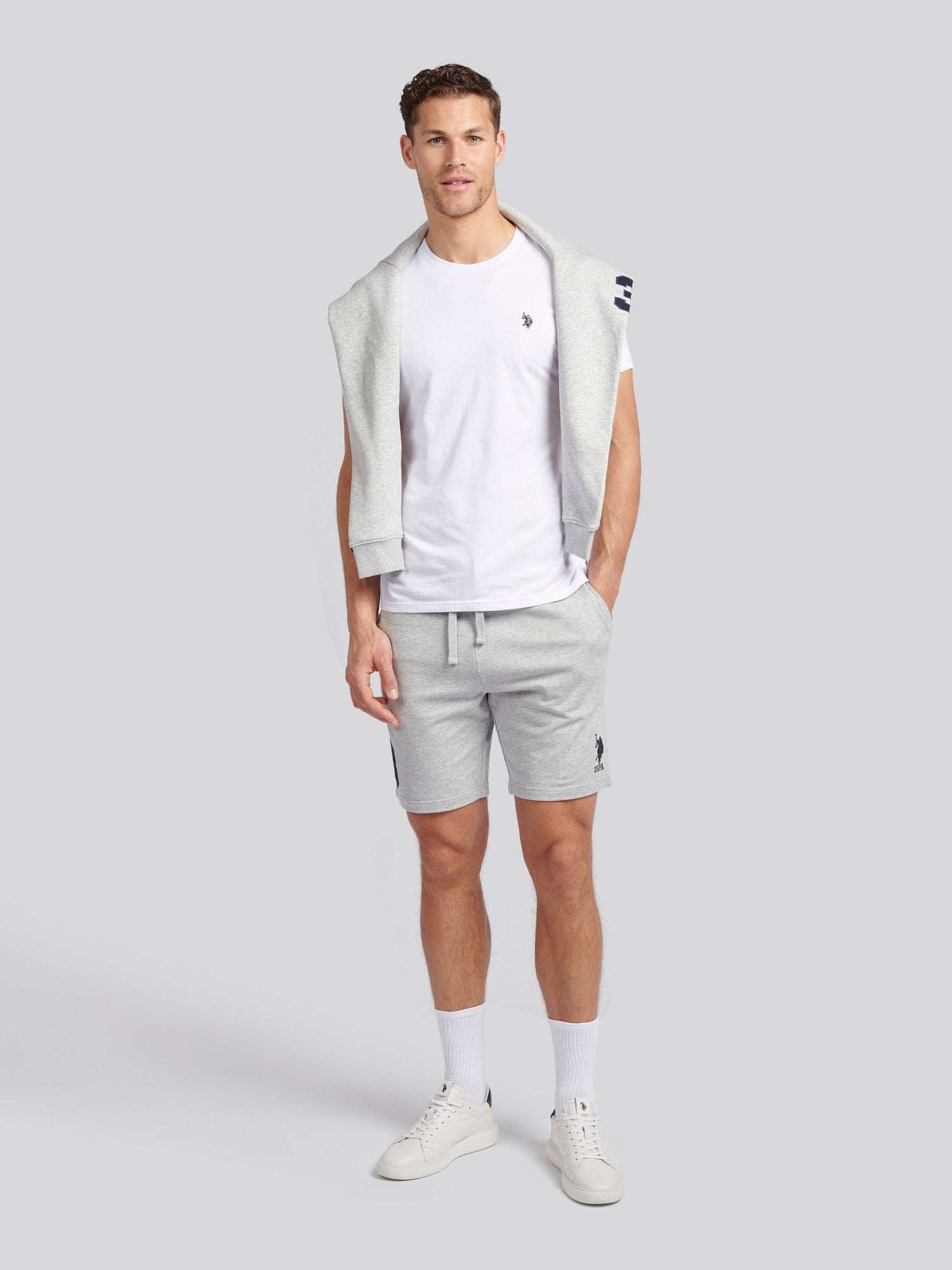Mens Player 3 Sweat Shorts Mid Grey Marl