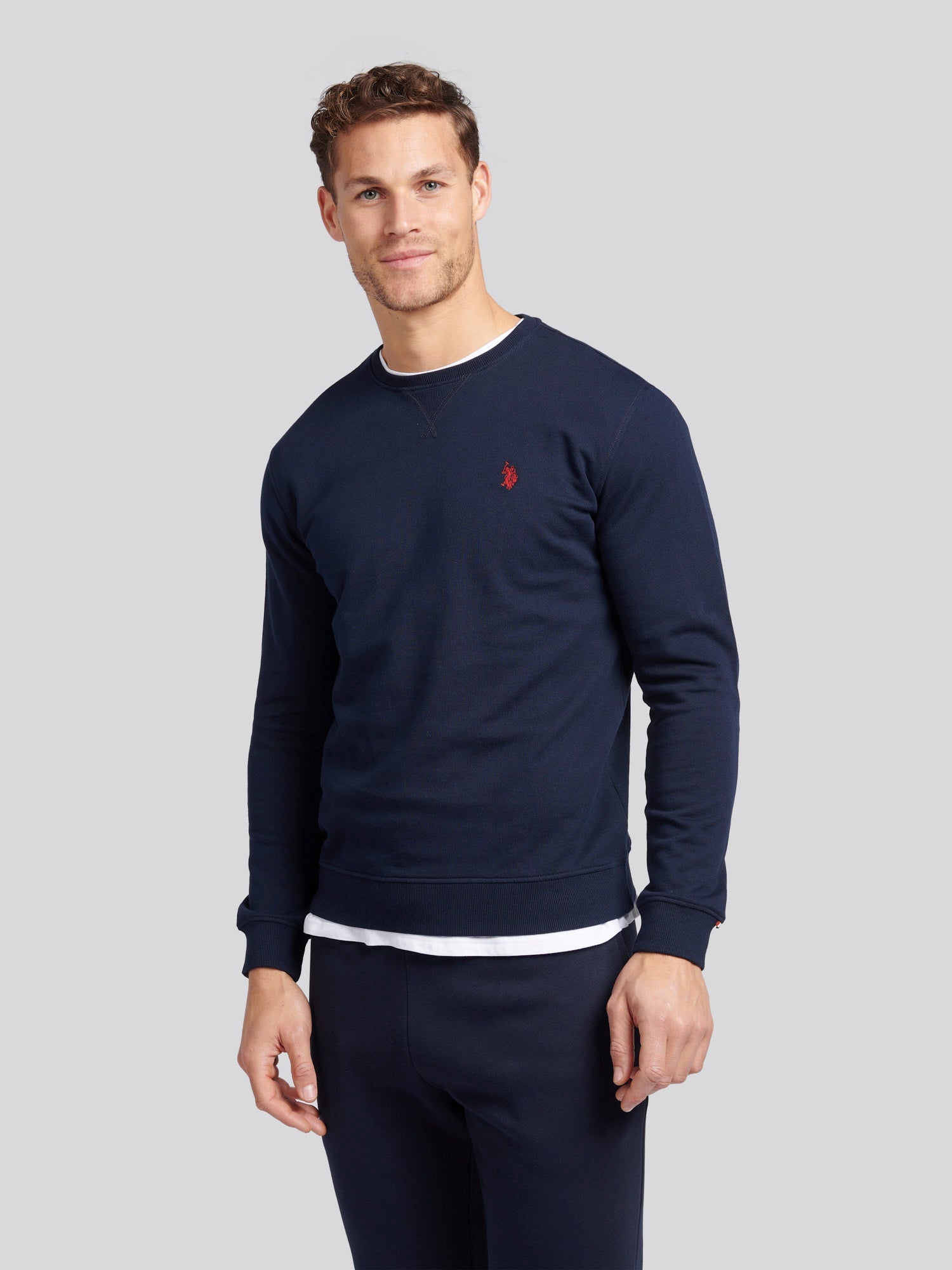 Mens Double Horsemen Sweatshirt Dark Sapphire Navy / Haute Red DHM
